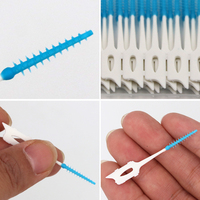 40 sztuk/pudło szczoteczka międzyzębowa szczoteczka ortodontyczna czyszczenie zębów szczeliny pielęgnacja jamy ustnej miękka silikonowa główka szczoteczka międzyzębowa dobra na dziąsła 5